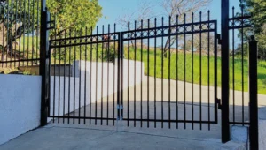 Residential steel dual swing gate